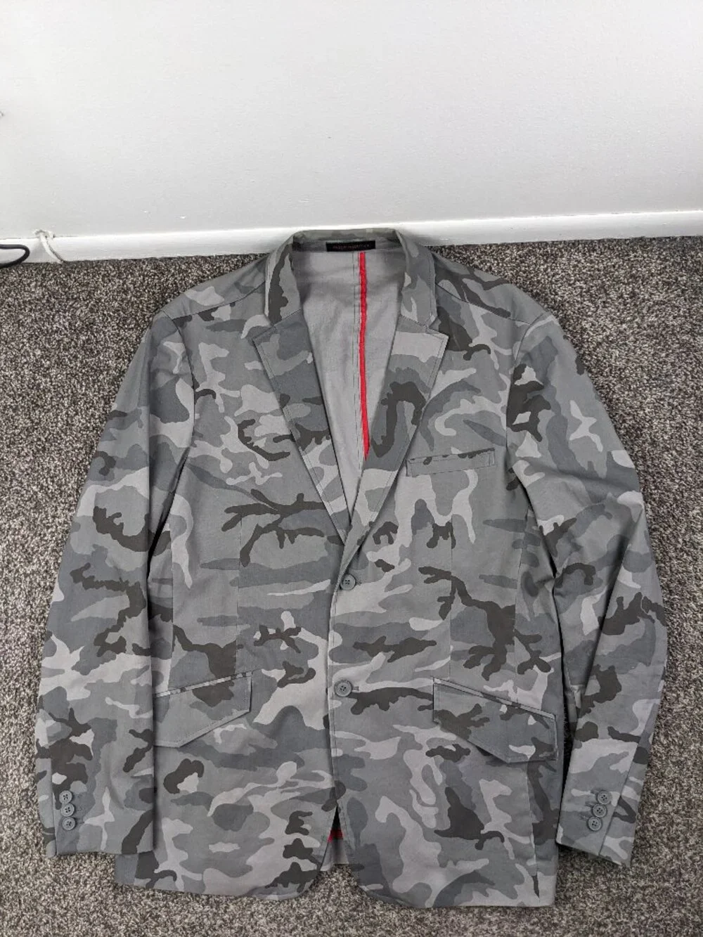 Massif Sport Coat Blazer Gray Camo 3D Stretch Cotton Blend Mens XL / 42